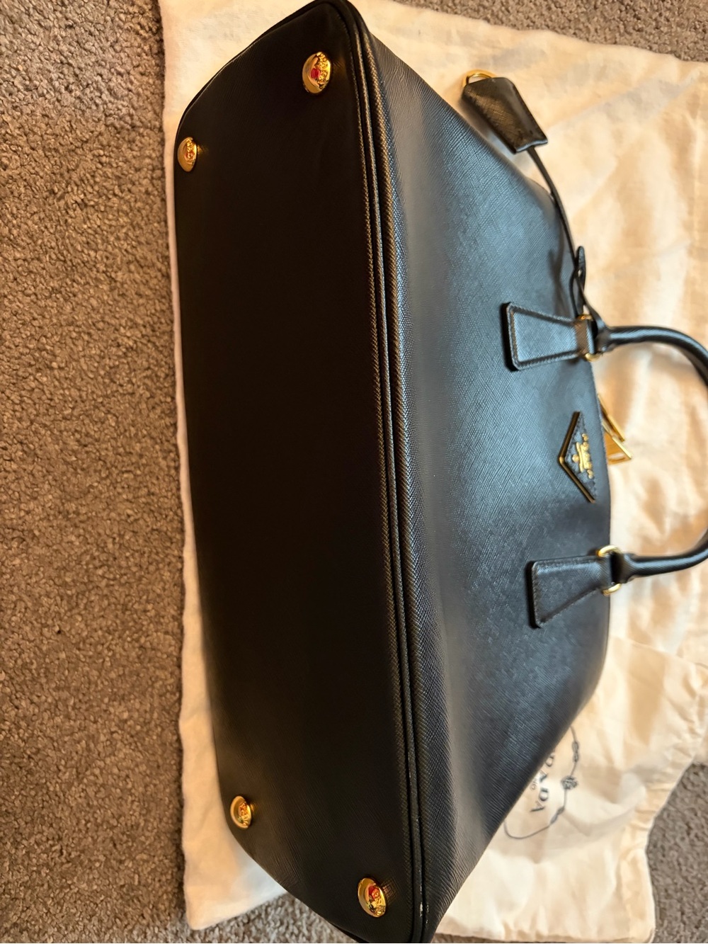 Prada Black Saffiano Satchel with Gold Hardware and Removable Strap - Picture 11 of 16